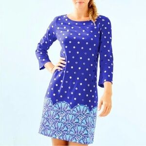 Lilly Pulitzer Bay Dress in Blue Grotto Squeeze The Juice Engineered - Size Med